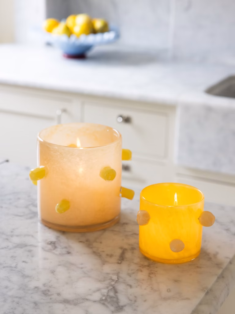 Candle Holder Arlo Yellow/Beige
