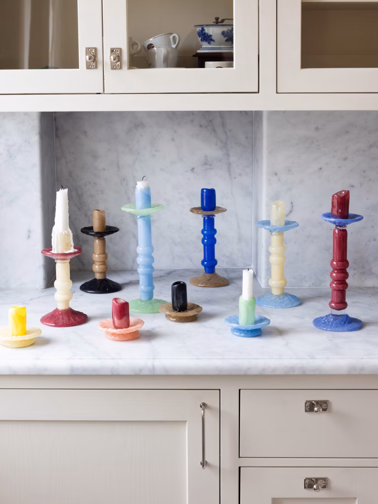 Candlestick Lara Black/Beige