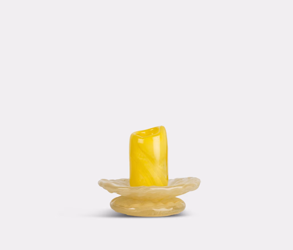 Candlestick Lara XS Yellow/Light Beige