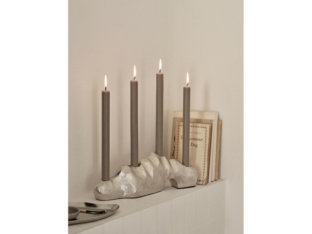 Lumos Large Candle Holder Silver Finish