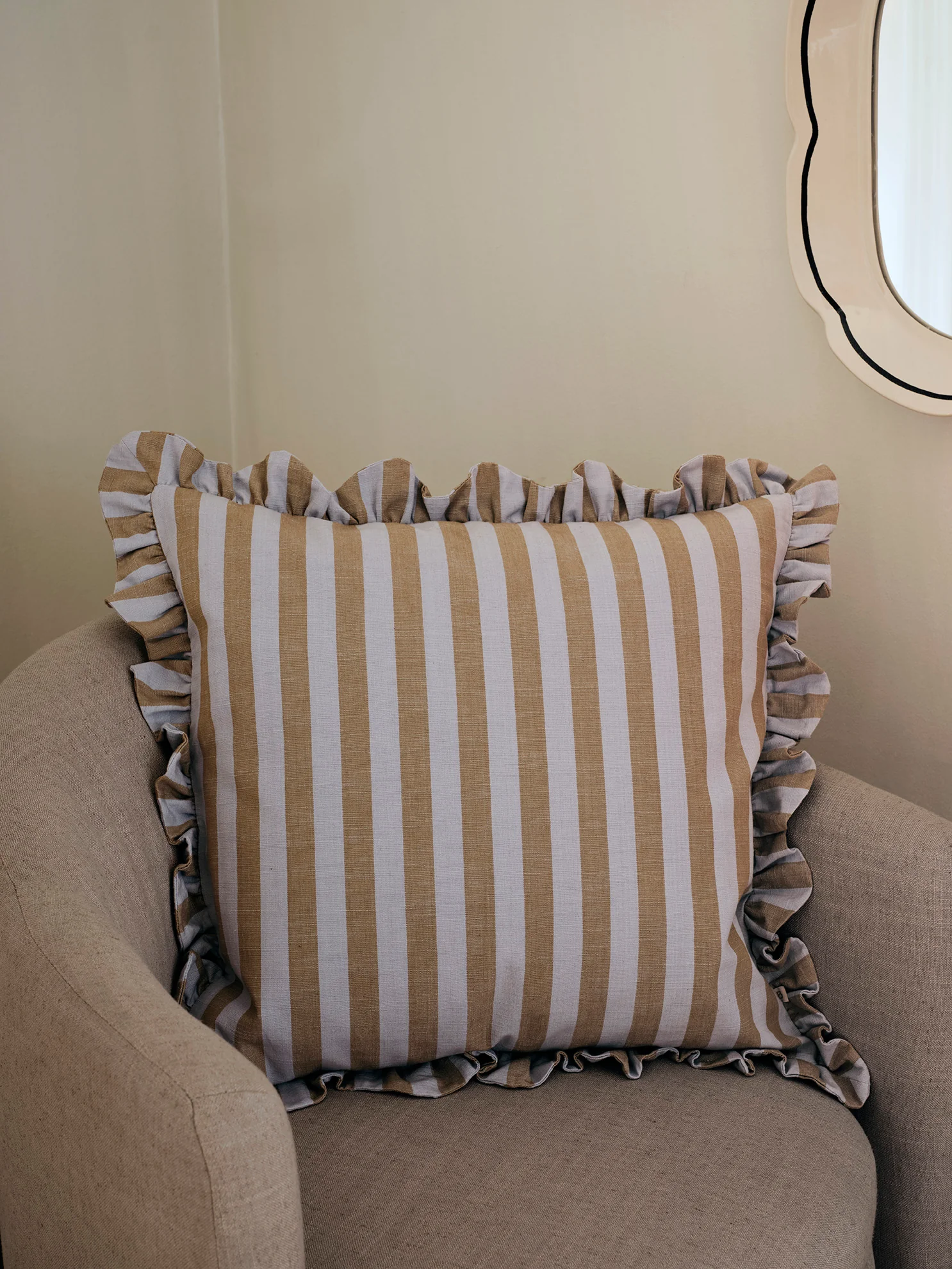Ina Cushion Cover Dusty Blue/Brown Kelp