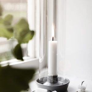 Ljusstake Stengods m Glas Naturvit ERNST