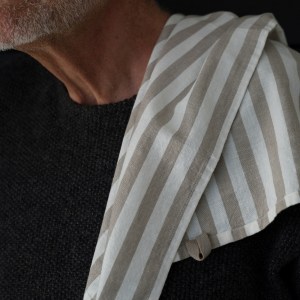 Kökshandduk 47x70cm Beige/vit Bred Rand Ernst