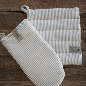 Grytlapp Bred Rand Beige/Vit Ernst