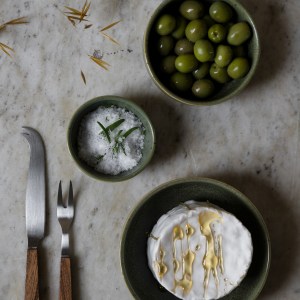 Skål grön/natur botten